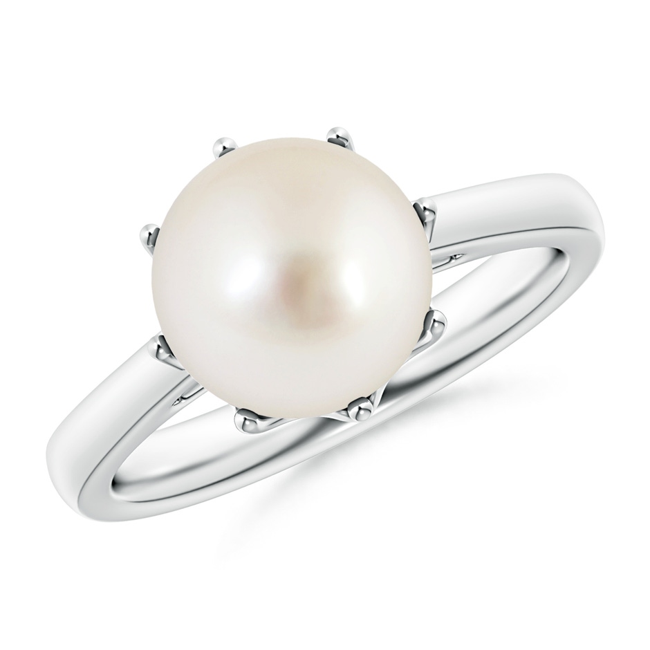 9mm AAAA South Sea Pearl Solitaire Crown Ring in White Gold 