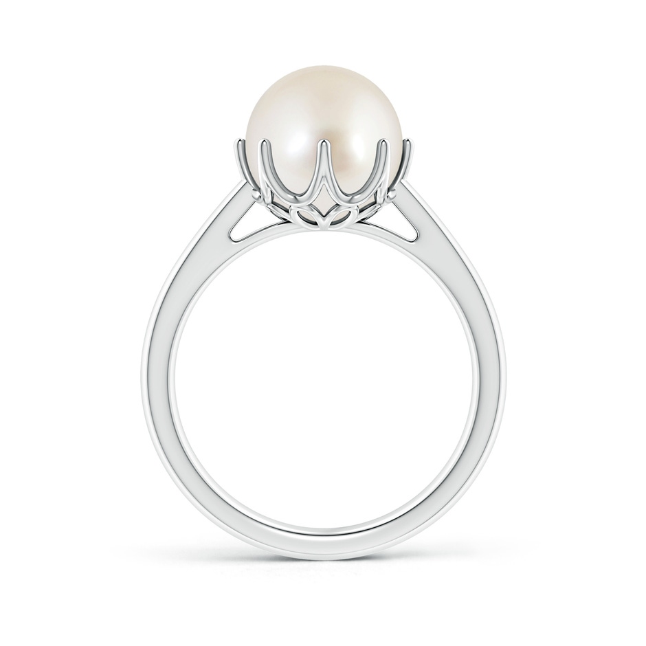 9mm AAAA South Sea Pearl Solitaire Crown Ring in White Gold side-1