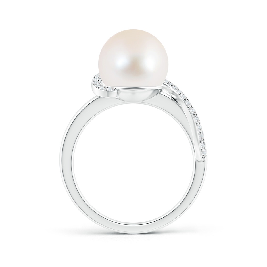 10mm AAA Freshwater Pearl Swirl Ring with Diamonds in White Gold product image