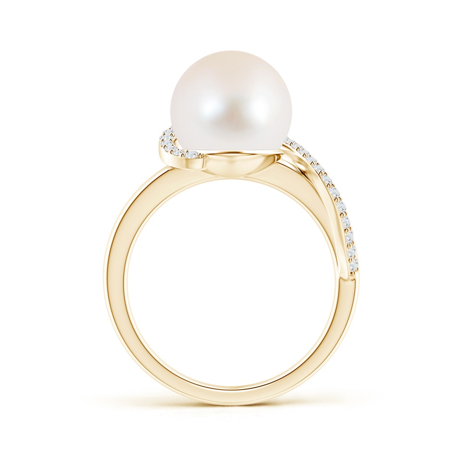 10mm AAA Freshwater Pearl Swirl Ring with Diamonds in Yellow Gold product image