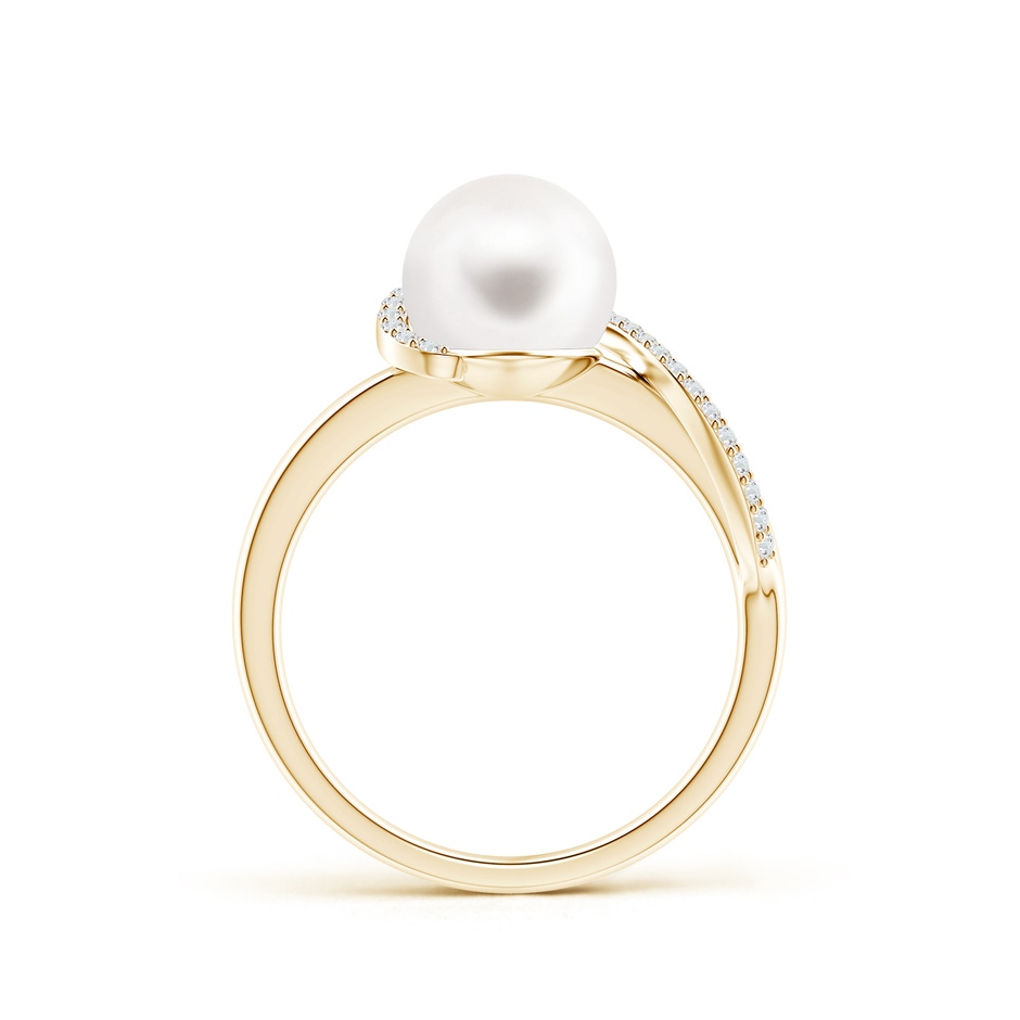 8mm AA Freshwater Pearl Swirl Ring with Diamonds in 9K Yellow Gold product image