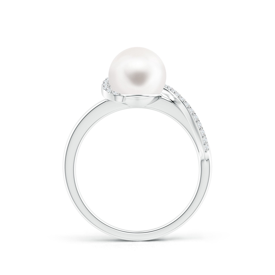 8mm AA Freshwater Pearl Swirl Ring with Diamonds in S999 Silver product image