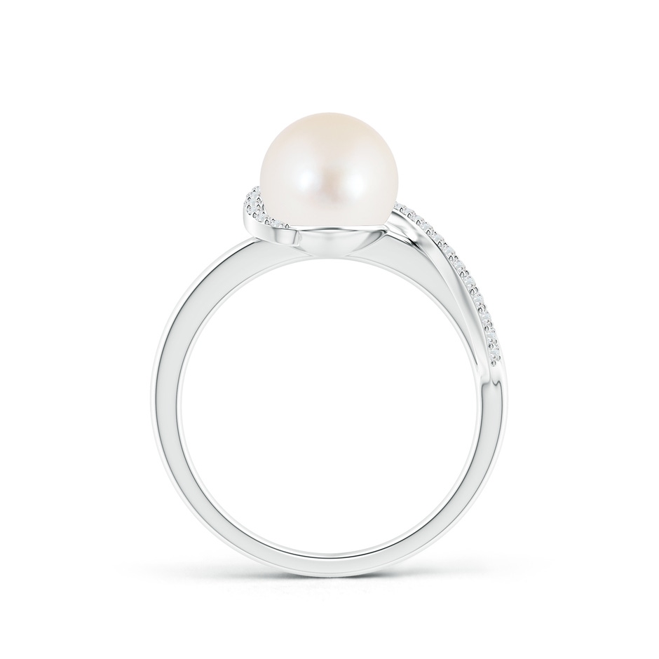 8mm AAA Freshwater Pearl Swirl Ring with Diamonds in S999 Silver product image