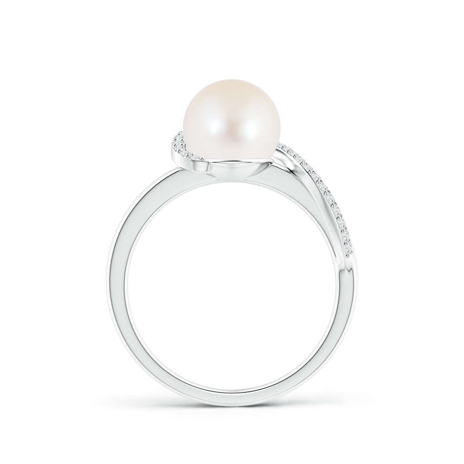 8mm AAA Freshwater Pearl Swirl Ring with Diamonds in White Gold product image