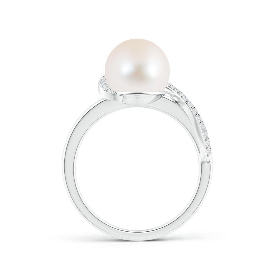 9mm AAA Freshwater Pearl Swirl Ring with Diamonds in White Gold product image