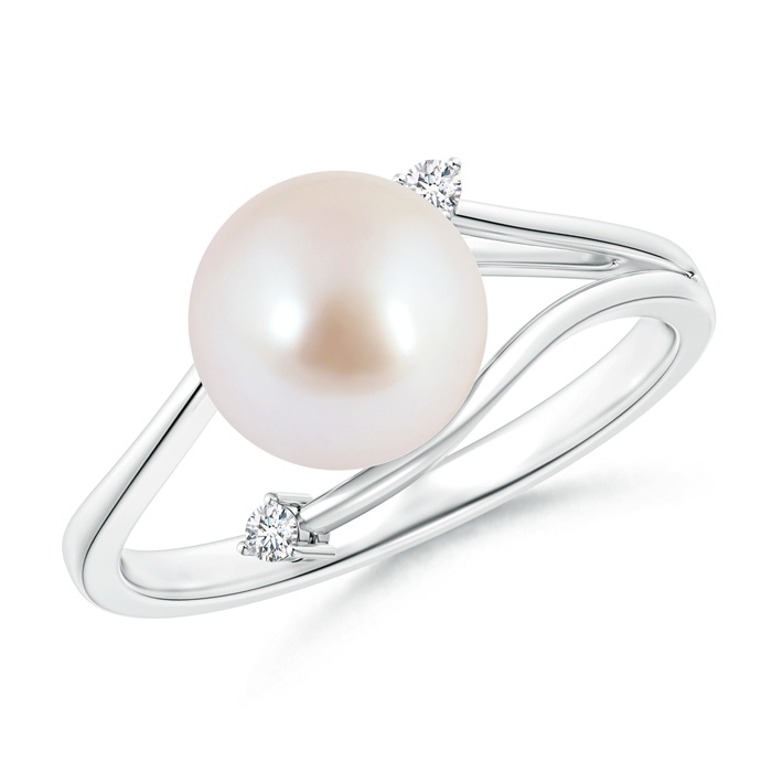 8mm AAA Japanese Akoya Pearl Bypass Split Shank Ring in White Gold