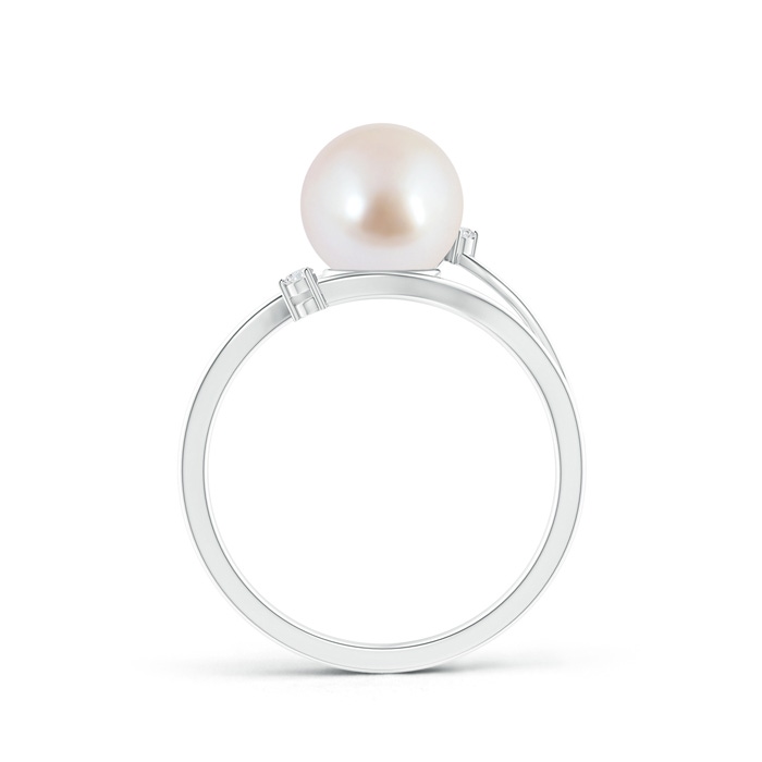 8mm AAA Japanese Akoya Pearl Bypass Split Shank Ring in White Gold Product Image