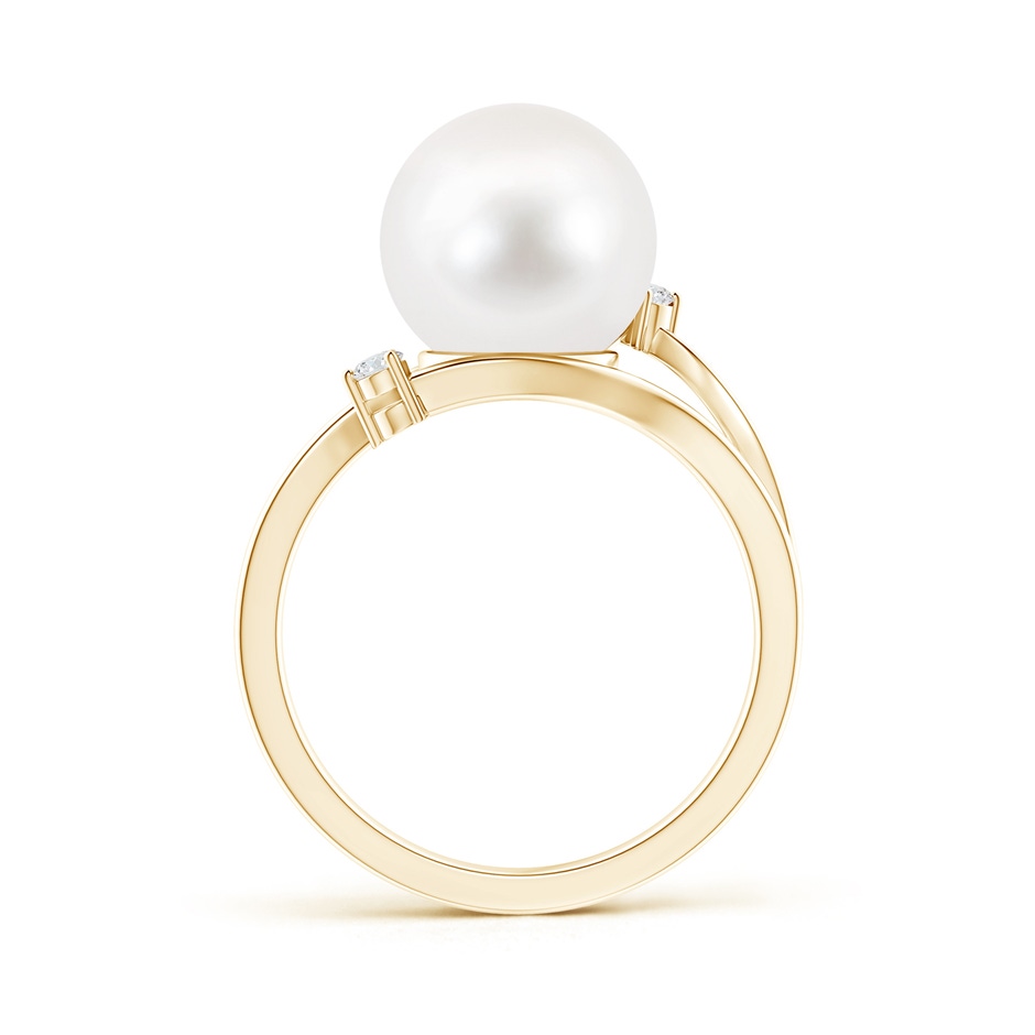 10mm AA Freshwater Pearl Bypass Split Shank Ring in Yellow Gold product image
