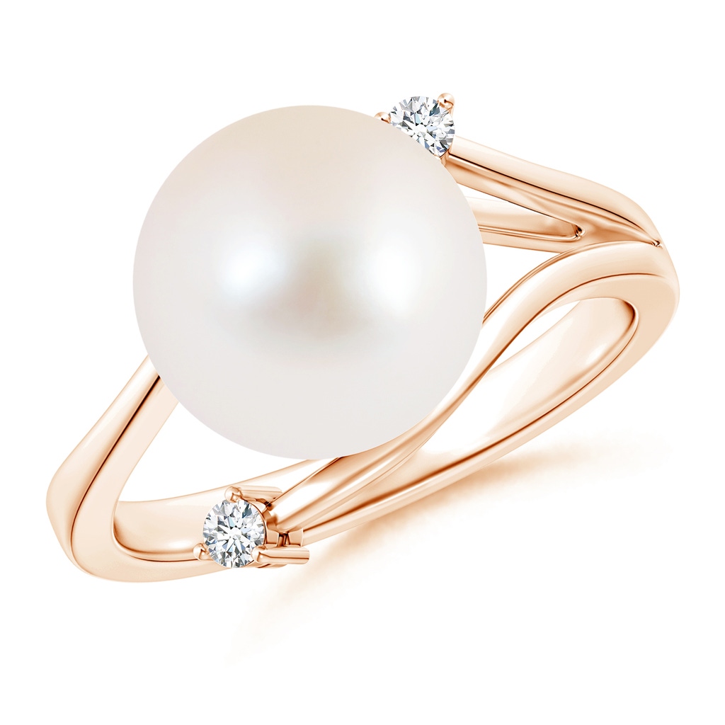10mm AAA Freshwater Pearl Bypass Split Shank Ring in Rose Gold