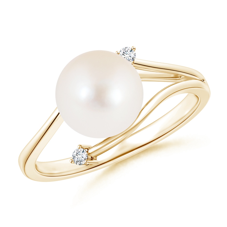 8mm AAA Freshwater Pearl Bypass Split Shank Ring in 9K Yellow Gold 