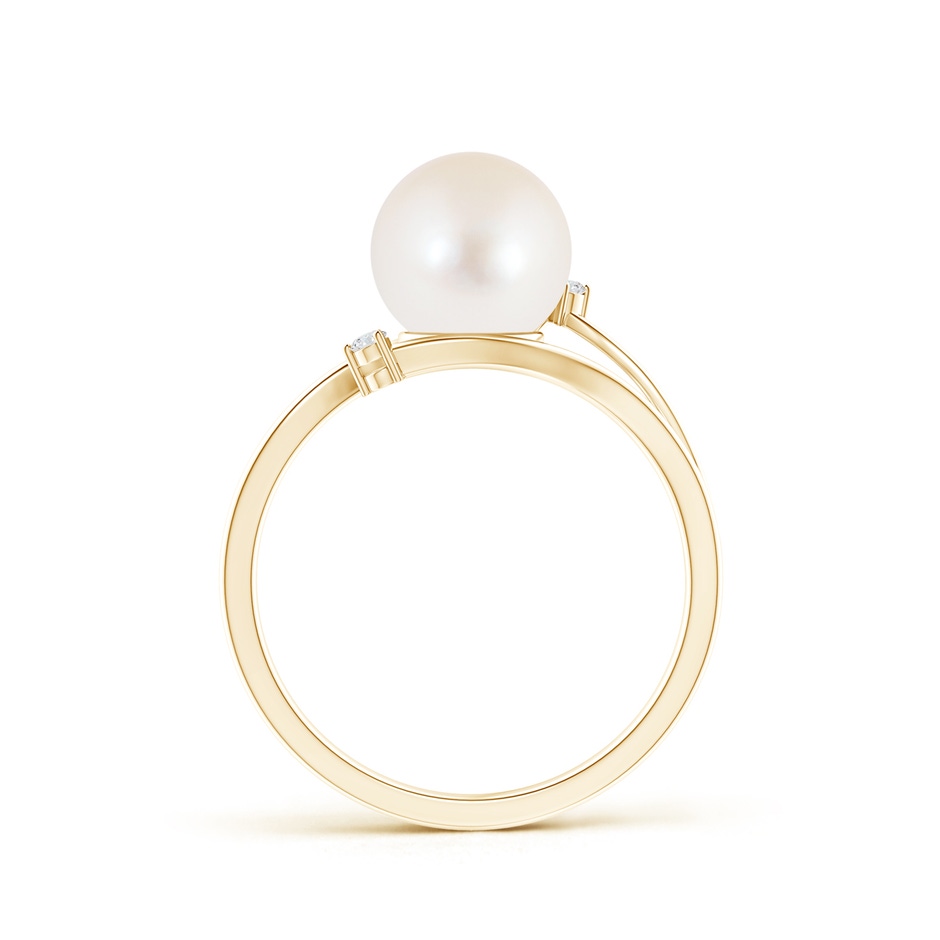 8mm AAA Freshwater Pearl Bypass Split Shank Ring in 9K Yellow Gold product image