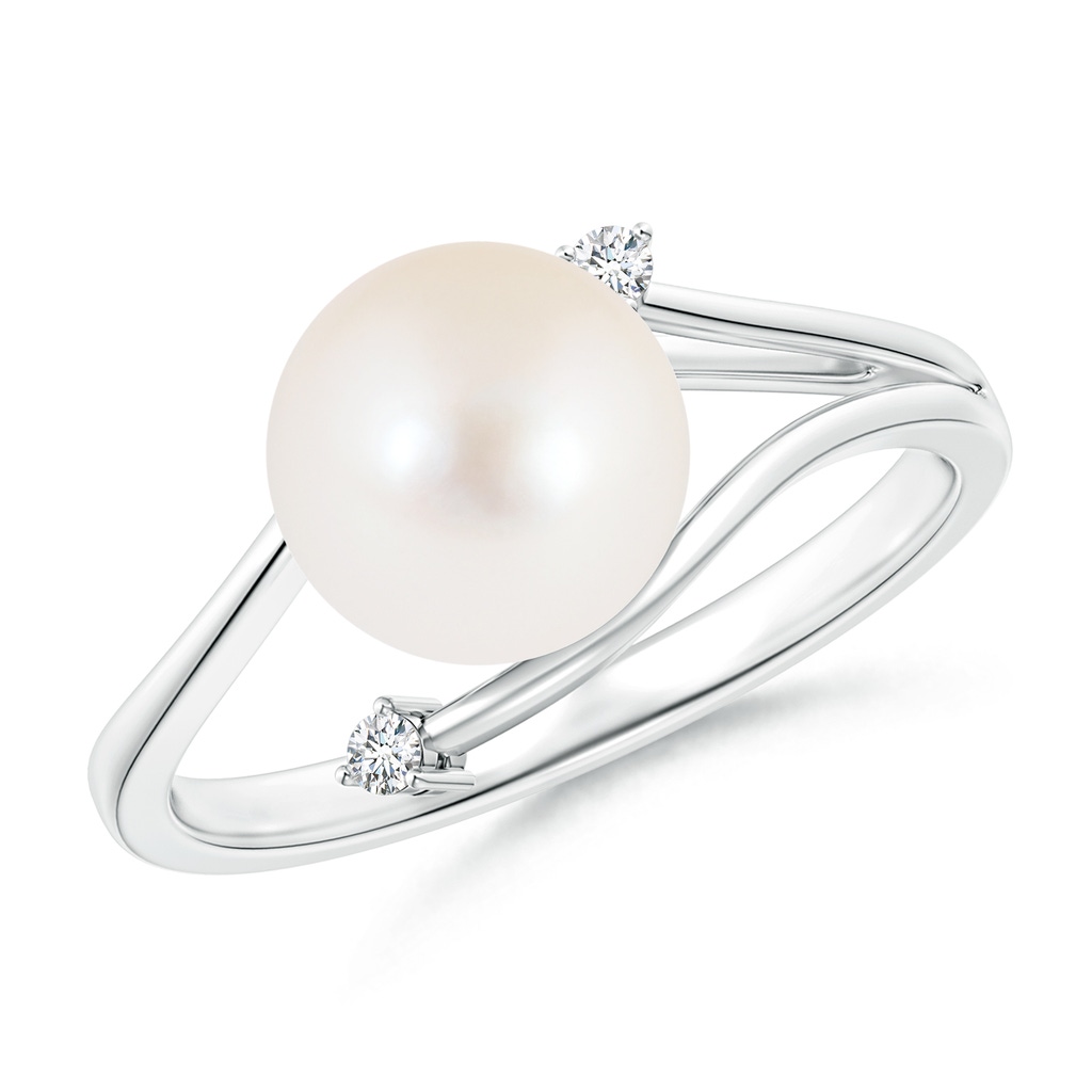 8mm AAA Freshwater Pearl Bypass Split Shank Ring in White Gold