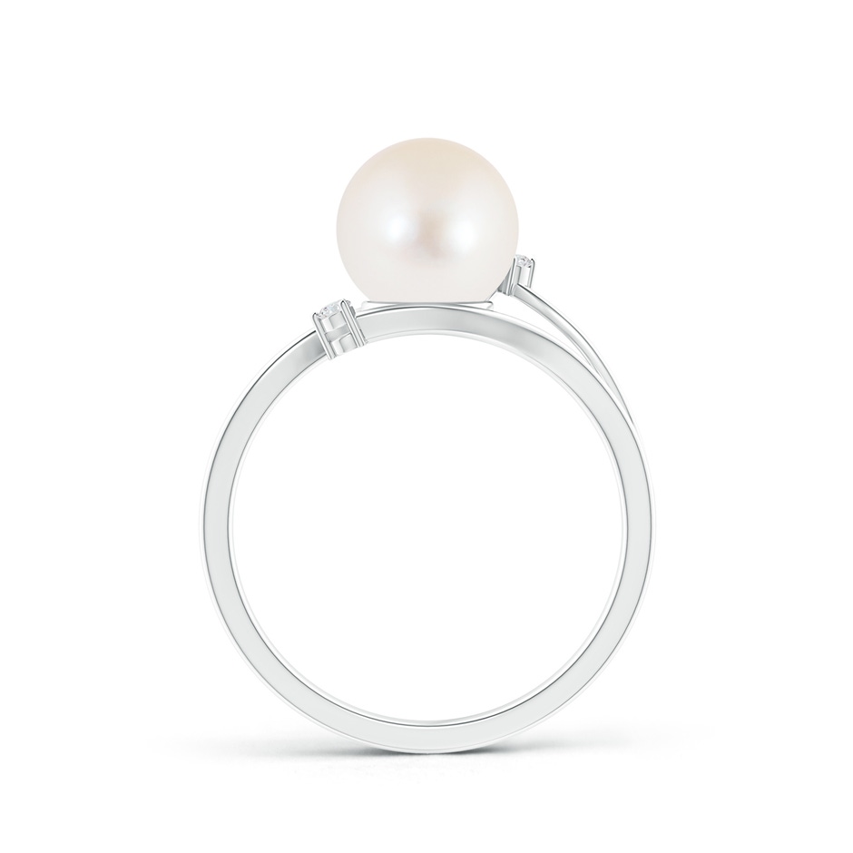 8mm AAA Freshwater Pearl Bypass Split Shank Ring in White Gold product image