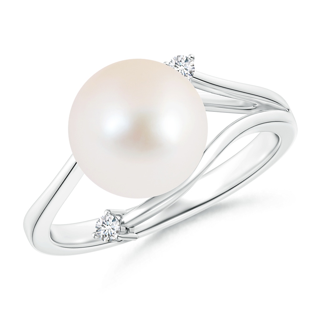 9mm AAA Freshwater Pearl Bypass Split Shank Ring in White Gold