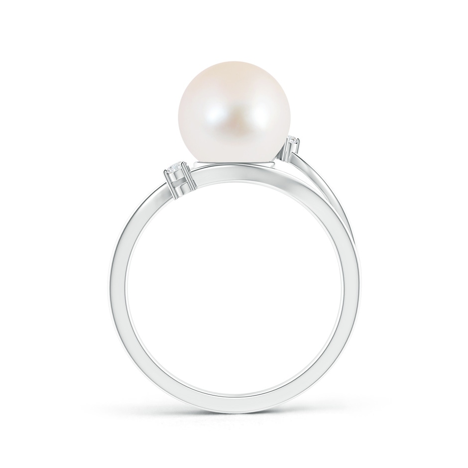 9mm AAA Freshwater Pearl Bypass Split Shank Ring in White Gold product image