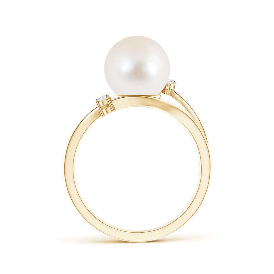 9mm AAA Freshwater Pearl Bypass Split Shank Ring in Yellow Gold product image