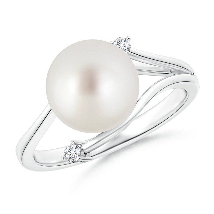 9mm AAA South Sea Cultured Pearl Bypass Split Shank Ring in White Gold