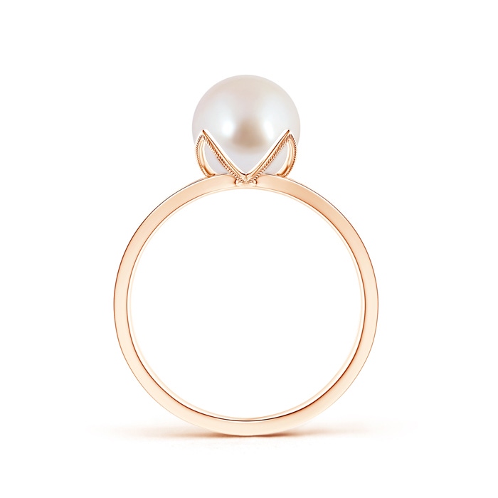 8mm AAA Japanese Akoya Pearl Solitaire Split Shank Ring in Rose Gold product image