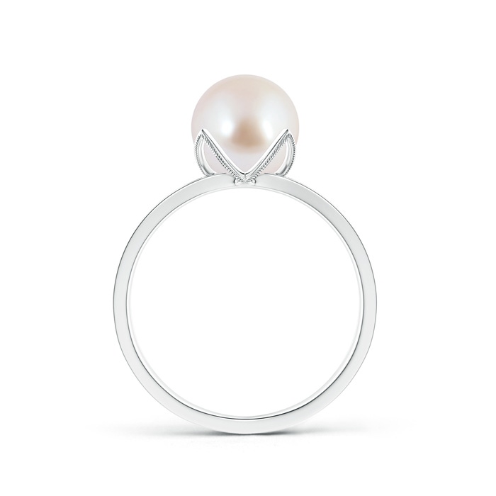 8mm AAA Japanese Akoya Pearl Solitaire Split Shank Ring in White Gold product image