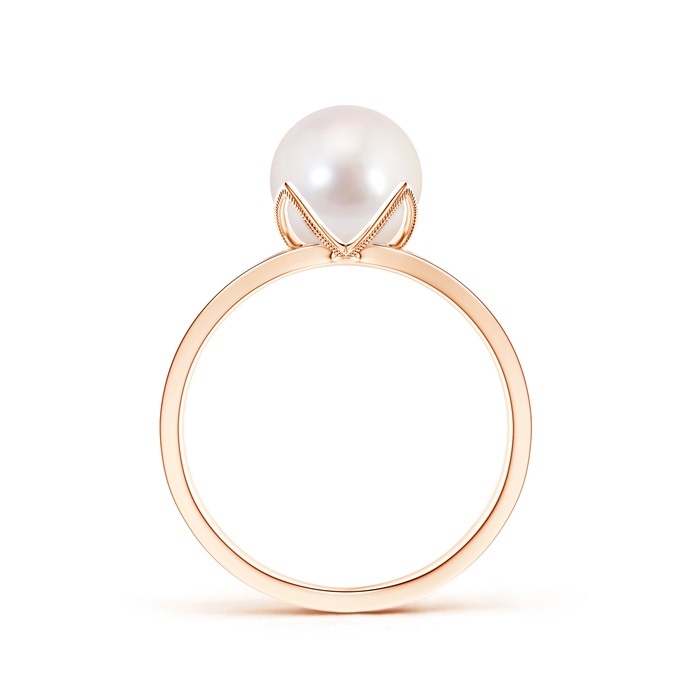 8mm AAAA Japanese Akoya Pearl Solitaire Split Shank Ring in Rose Gold product image