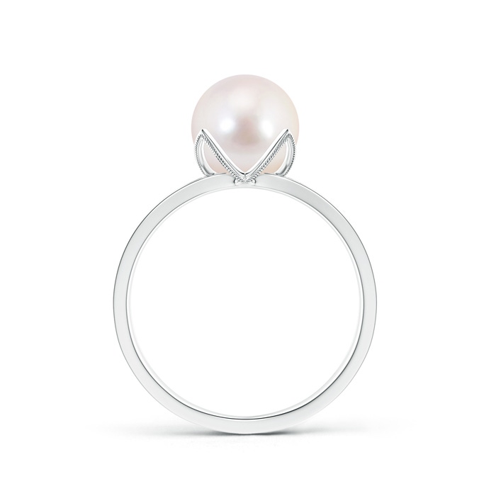 8mm AAAA Japanese Akoya Pearl Solitaire Split Shank Ring in S999 Silver product image