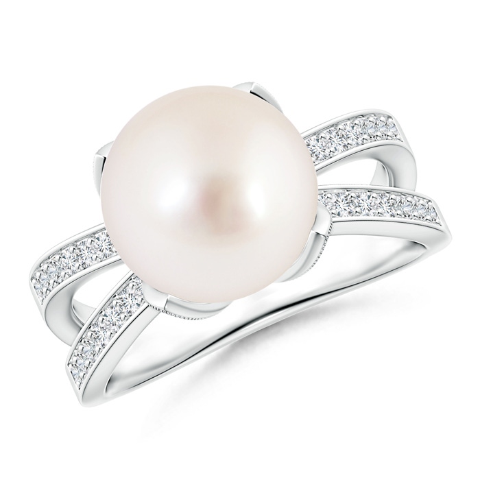 10mm AAAA South Sea Cultured Pearl Solitaire Split Shank Ring in S999 Silver