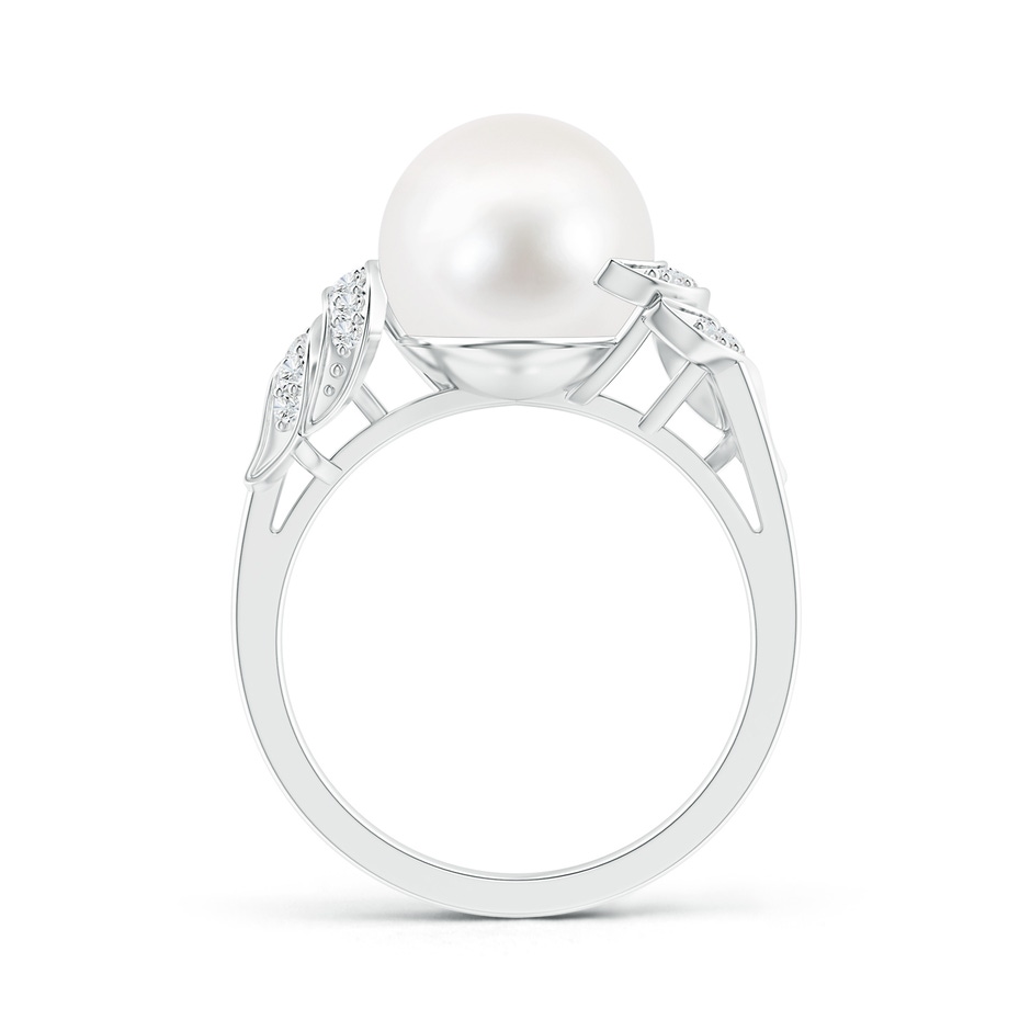 10mm AA Freshwater Pearl and Diamond Swirl Ring in S999 Silver product image