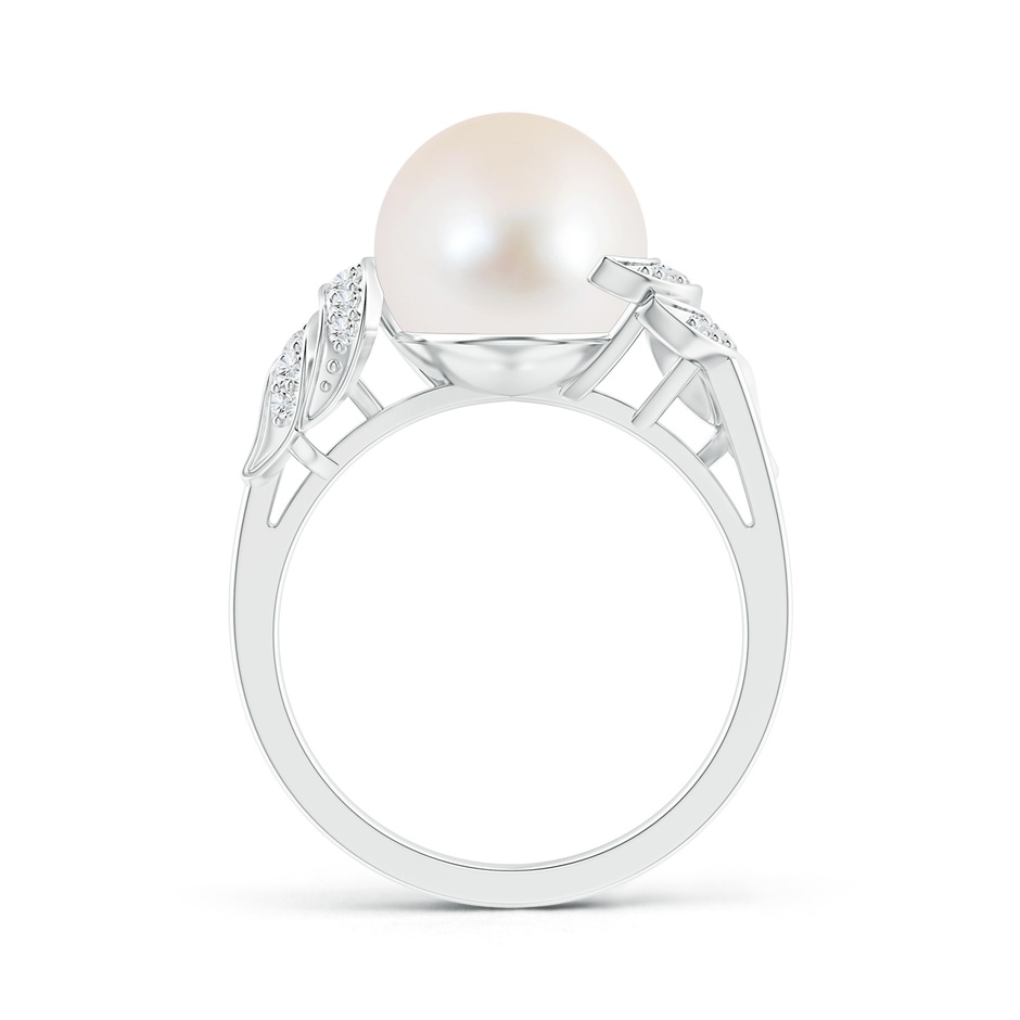 10mm AAA Freshwater Pearl and Diamond Swirl Ring in S999 Silver product image