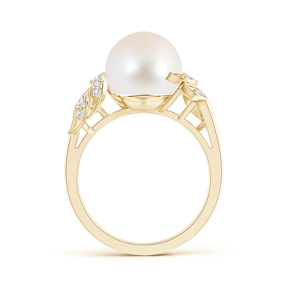 10mm AAA Freshwater Pearl and Diamond Swirl Ring in Yellow Gold product image