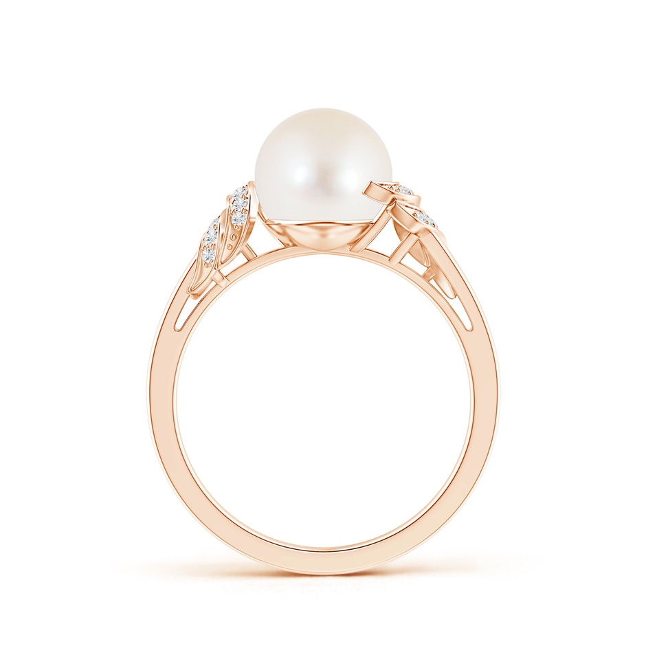 8mm AAA Freshwater Pearl and Diamond Swirl Ring in Rose Gold product image
