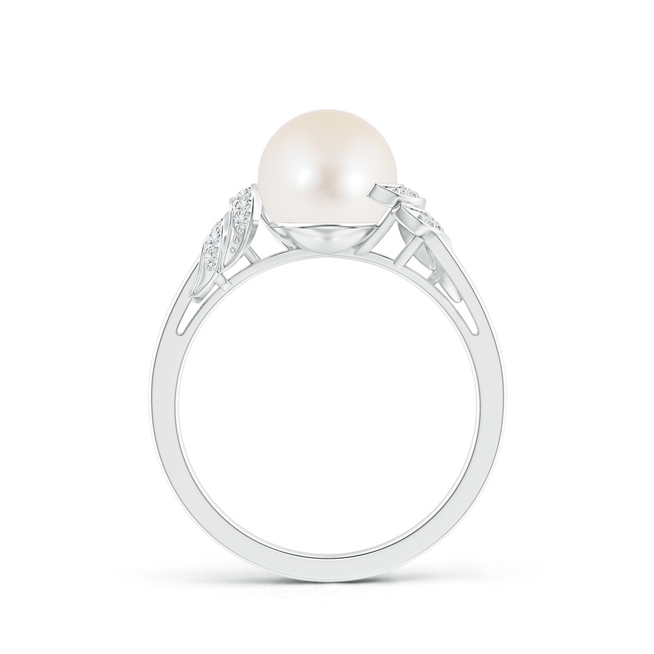 8mm AAA Freshwater Pearl and Diamond Swirl Ring in S999 Silver product image