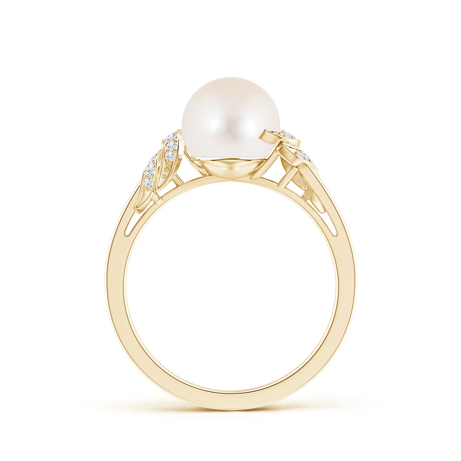 8mm AAA Freshwater Pearl and Diamond Swirl Ring in Yellow Gold product image