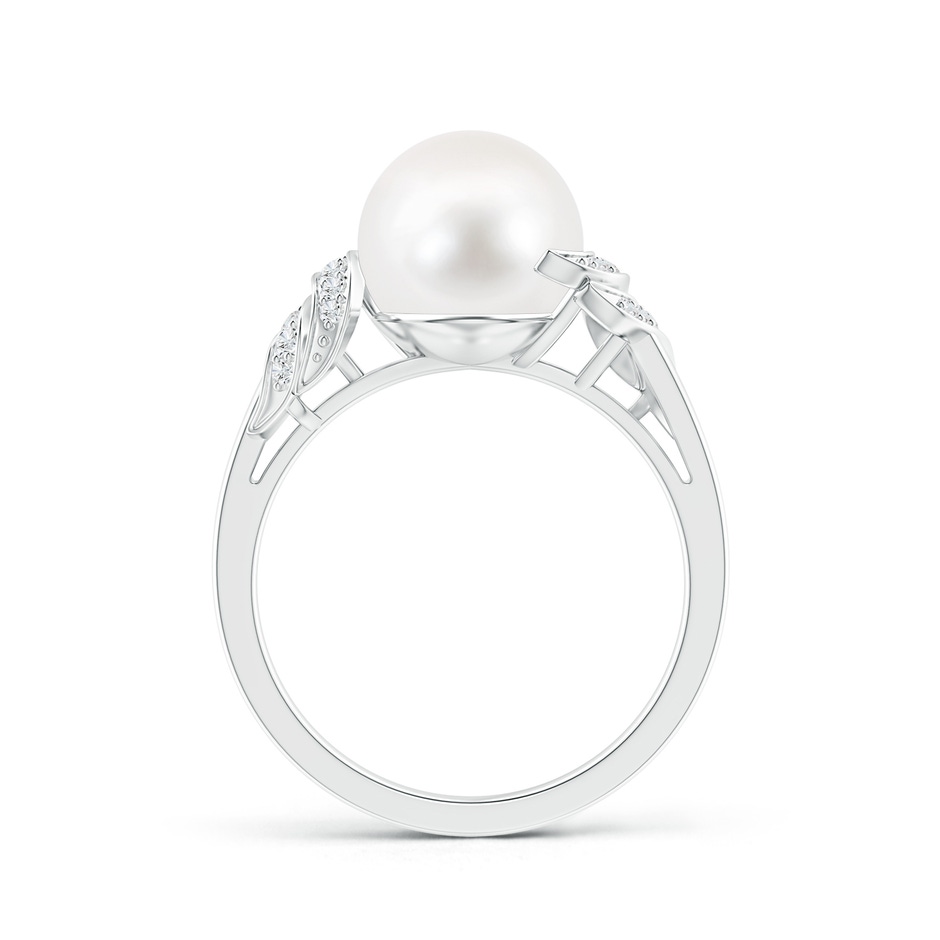9mm AA Freshwater Pearl and Diamond Swirl Ring in S999 Silver product image