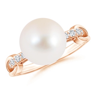 10mm AAA Freshwater Cultured Pearl Ring with Diamond Loop Link in 9K Rose Gold