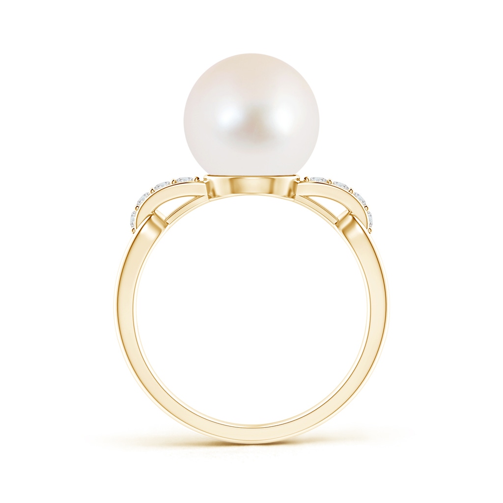 10mm AAA Freshwater Cultured Pearl Ring with Diamond Loop Link in Yellow Gold Product Image