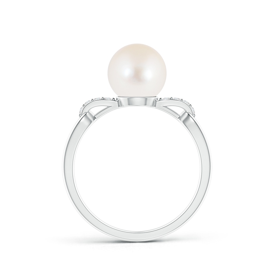 8mm AAA Freshwater Cultured Pearl Ring with Diamond Loop Link in White Gold product image