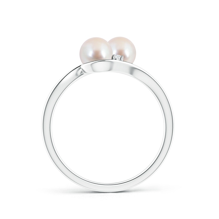 5mm AAA Double Japanese Akoya Pearl Ring with Diamond Accents in S999 Silver product image