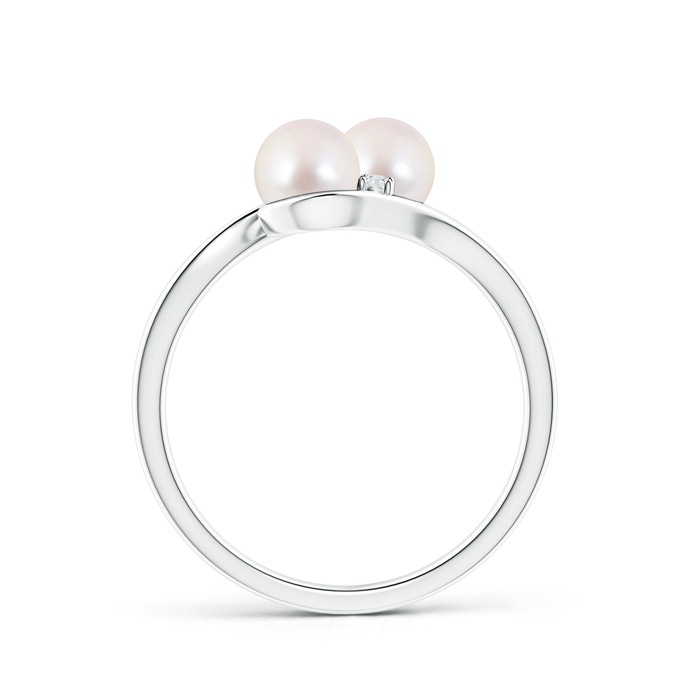 5mm AAAA Double Japanese Akoya Pearl Ring with Diamond Accents in White Gold product image