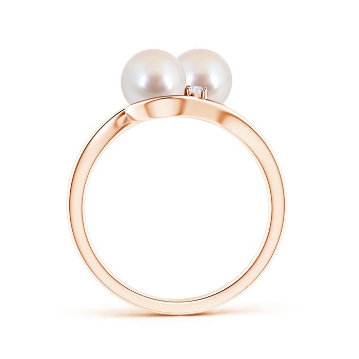 6mm AAA Double Japanese Akoya Pearl Ring with Diamond Accents in Rose Gold product image