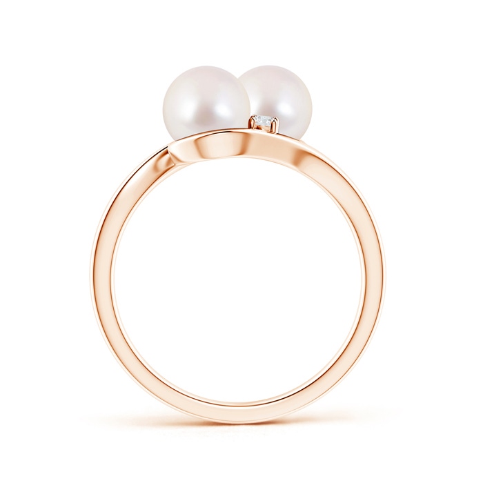6mm AAAA Double Japanese Akoya Pearl Ring with Diamond Accents in Rose Gold product image