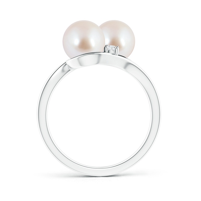 7mm AAA Double Japanese Akoya Pearl Ring with Diamond Accents in White Gold product image