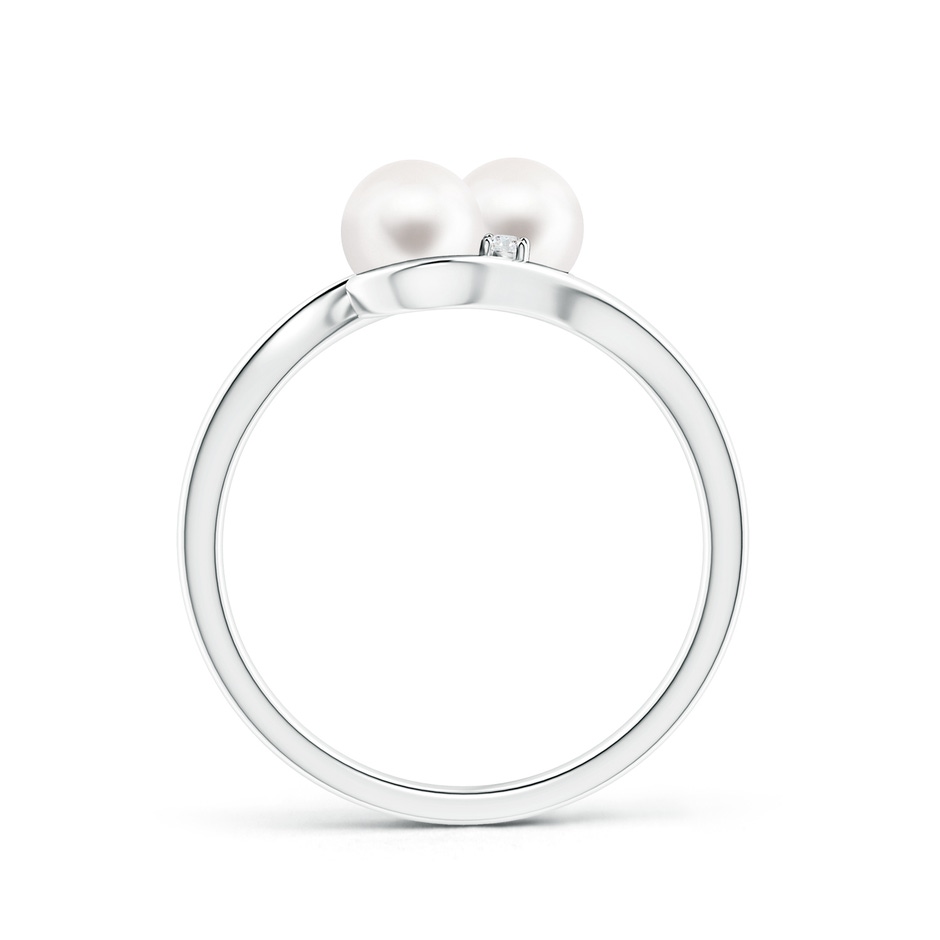5mm AA Double Freshwater Pearl Ring with Diamond Accents in S999 Silver product image
