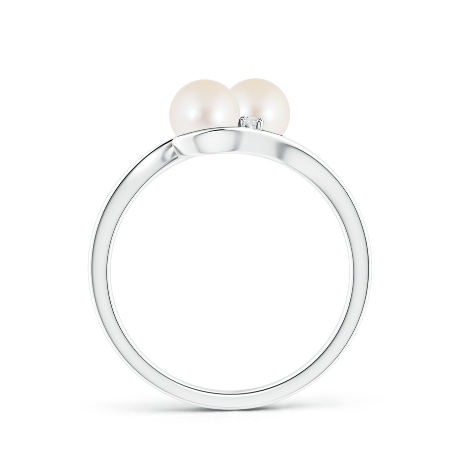 5mm AAA Double Freshwater Pearl Ring with Diamond Accents in S999 Silver product image