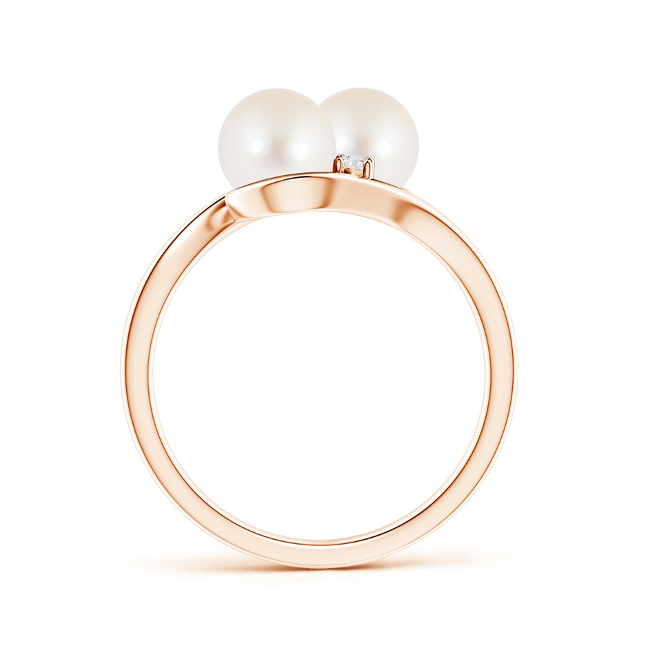 6mm AAA Double Freshwater Pearl Ring with Diamond Accents in Rose Gold product image