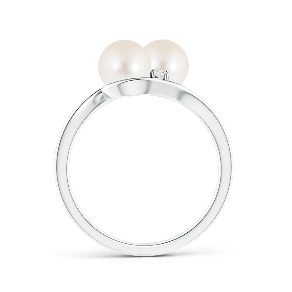 6mm AAA Double Freshwater Pearl Ring with Diamond Accents in S999 Silver product image