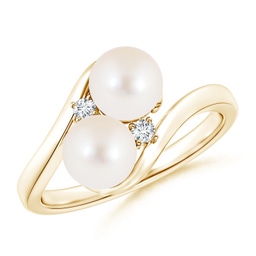 Two Stone Yellow Gold Freshwater Pearl Rings