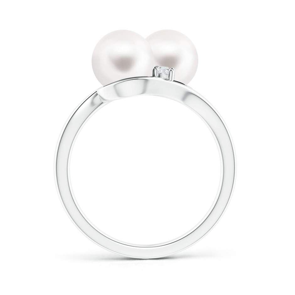 7mm AA Double Freshwater Pearl Ring with Diamond Accents in S999 Silver product image
