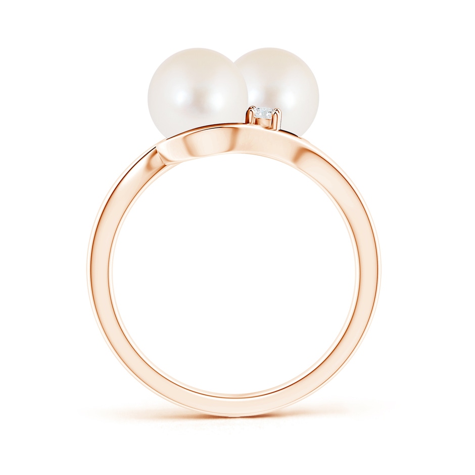 7mm AAA Double Freshwater Pearl Ring with Diamond Accents in Rose Gold product image