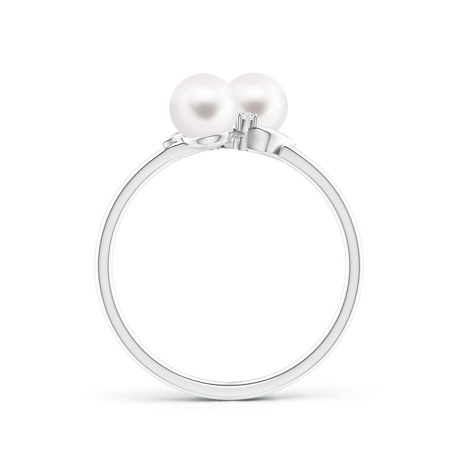 5mm AA Two Stone Freshwater Pearl Ring with Diamond Accents in S999 Silver product image