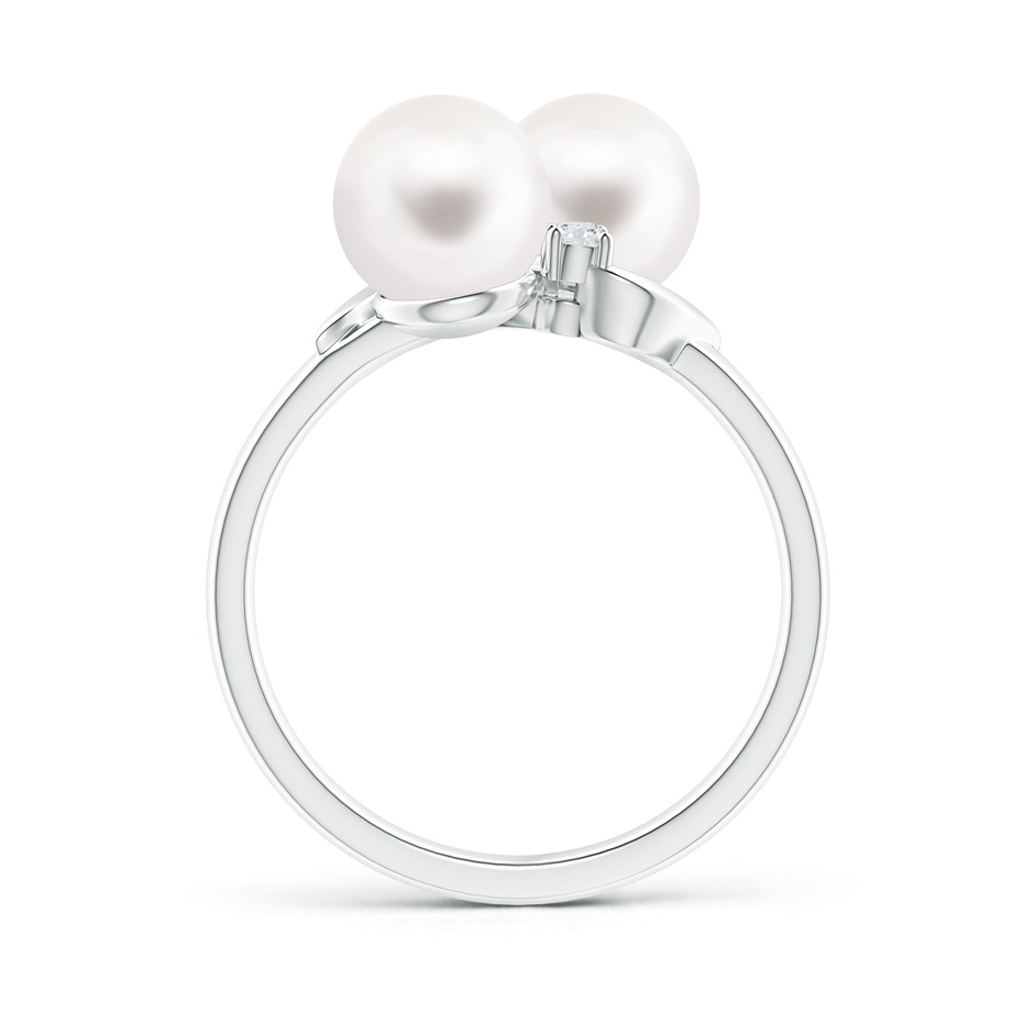 7mm AA Two Stone Freshwater Pearl Ring with Diamond Accents in S999 Silver product image